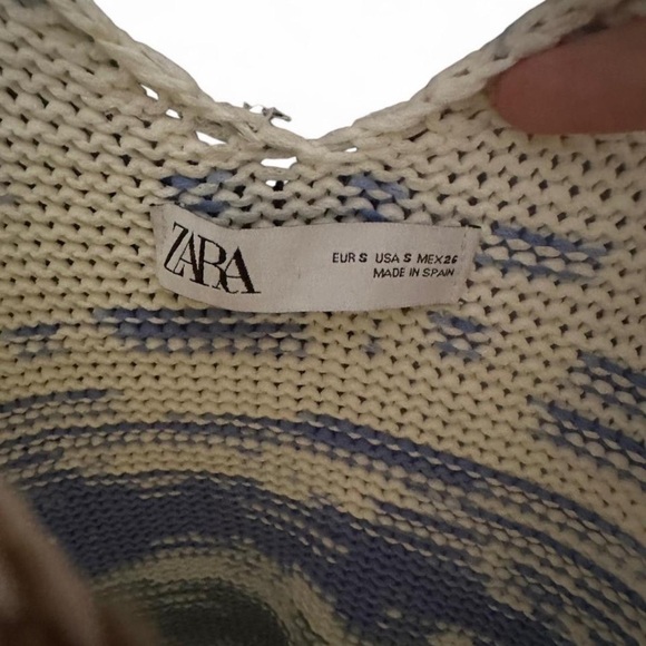 Zara Cream and Blue Knit Dress - Picture 2 of 3